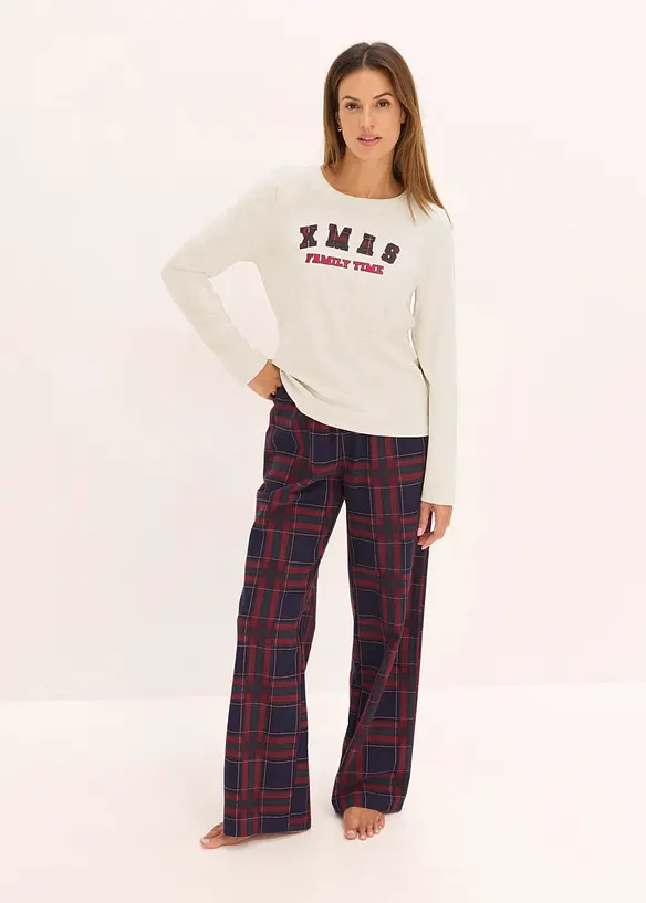 Pyjama avec pantalon en flanelle et pochette cadeau, bonprix