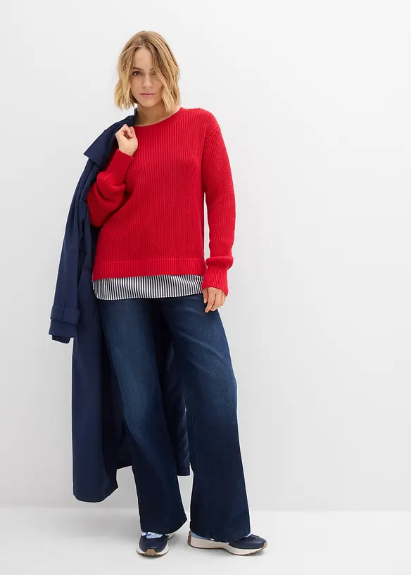 Pull à empiècement chemisier, bonprix