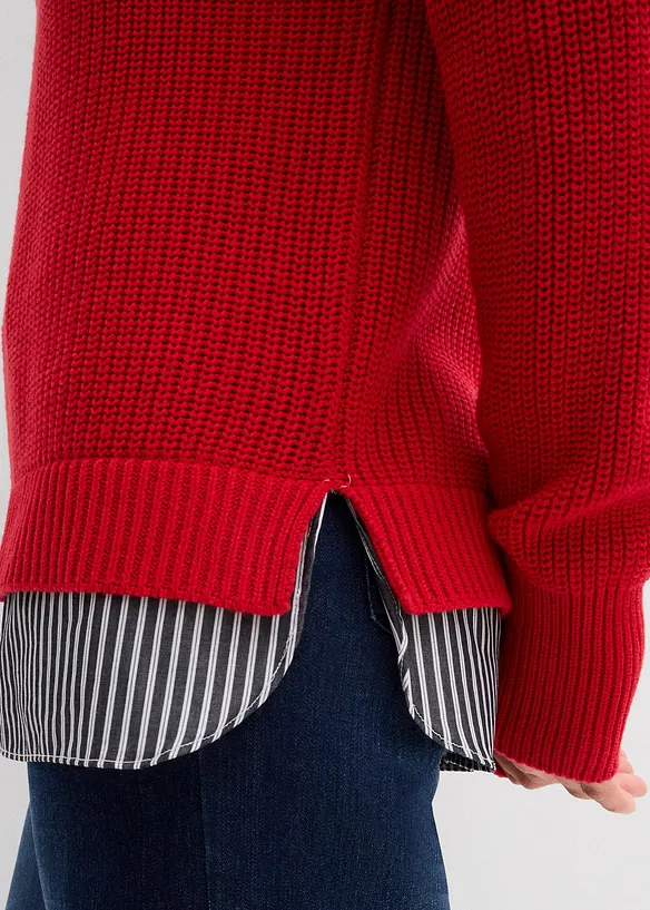 Pull à empiècement chemisier, bonprix