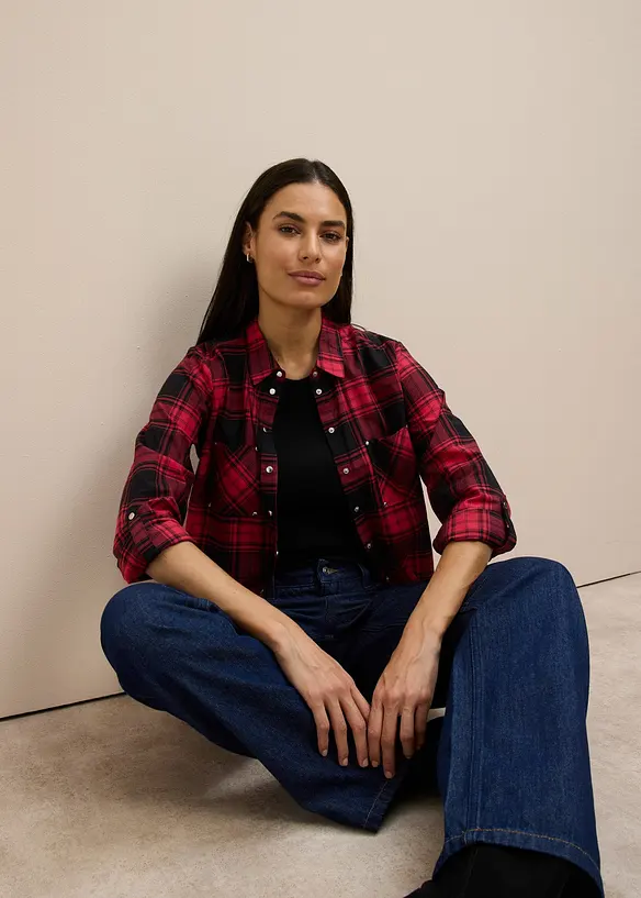 Chemisier à carreaux 100% coton, bonprix