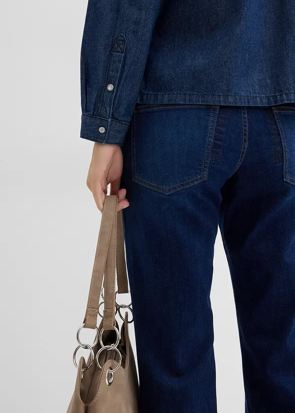 Chemisier en jean à volants, 100% coton, bonprix