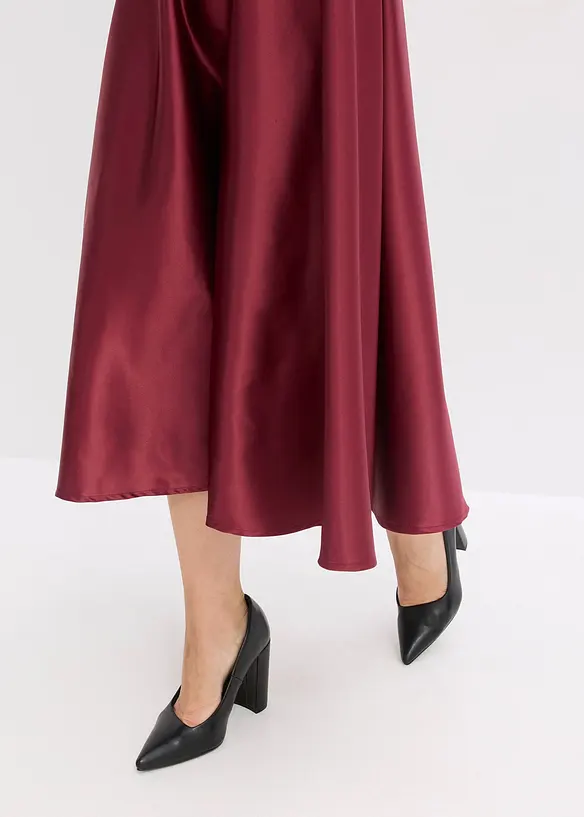 Robe midi en satin avec haut en dentelle, bonprix