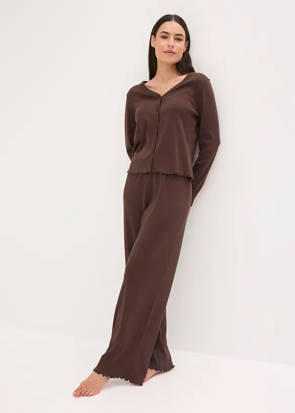 Pyjama boutonné en matière côtelée, bonprix