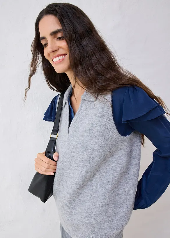 Pull sans manches en laine et alpaga, bonprix