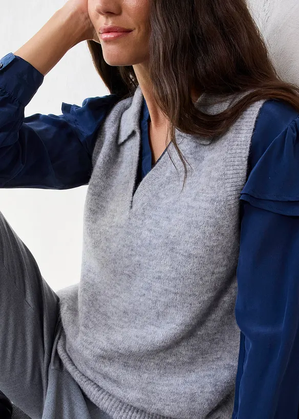 Pull sans manches en laine et alpaga, bonprix