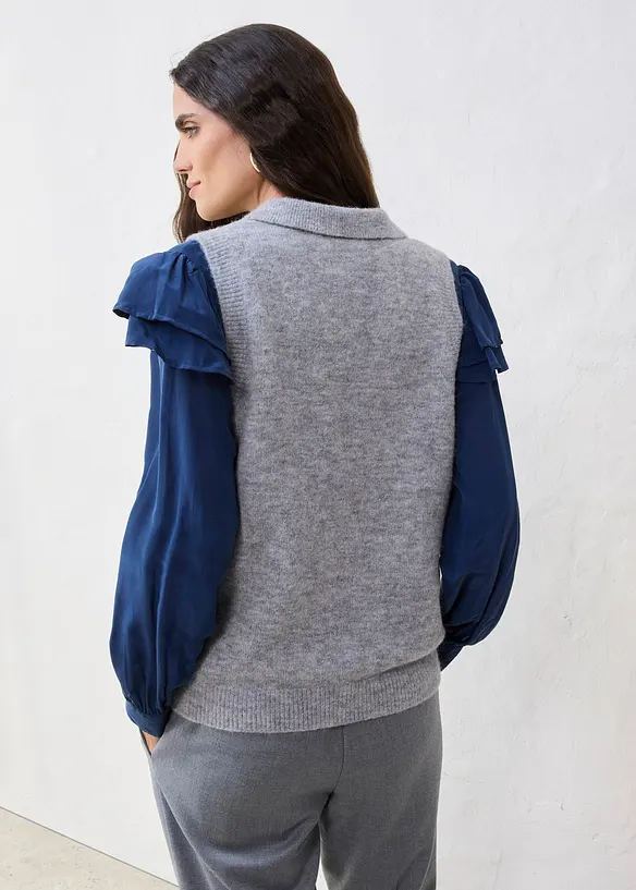 Pull sans manches en laine et alpaga, bonprix