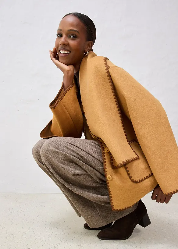 Veste à broderie décorative (ens. 2 pces avec écharpe), bonprix