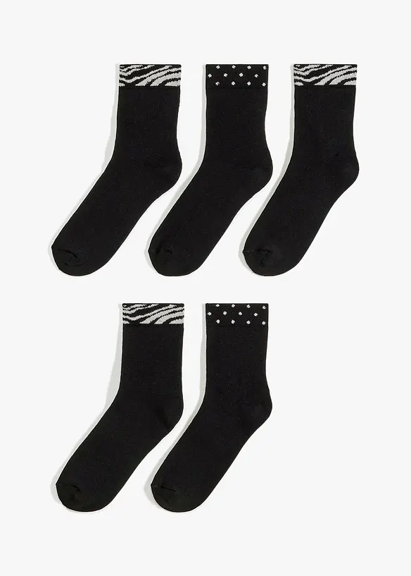 Chaussettes mi-hautes thermiques en coton majoritaire (5 paires), bonprix
