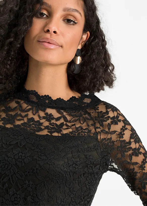 T-shirt manches longues en dentelle, bonprix