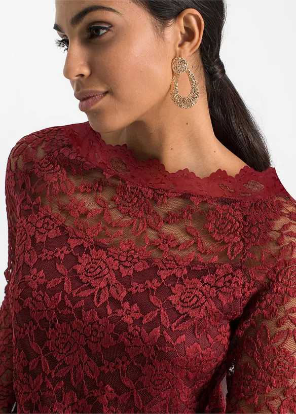 T-shirt manches longues en dentelle, bonprix