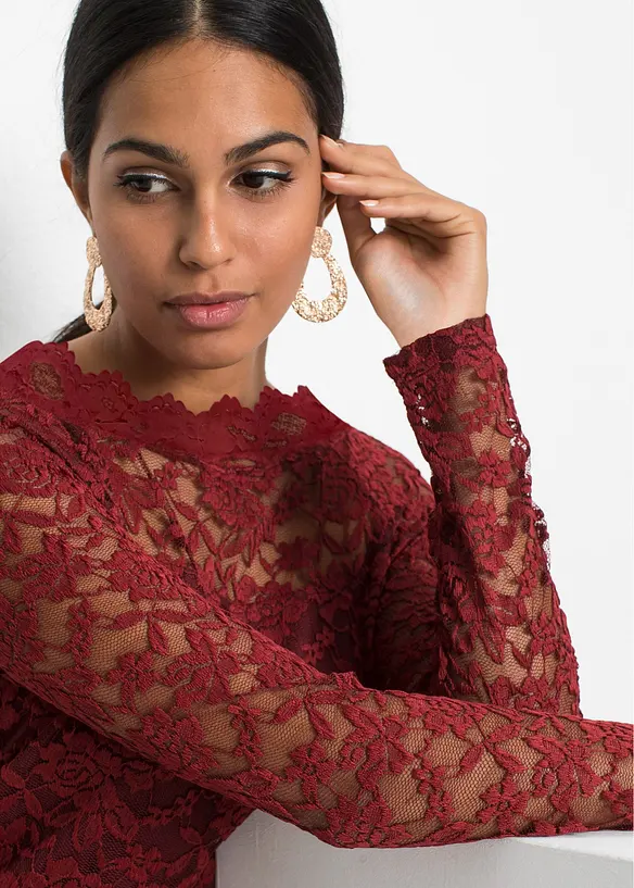 T-shirt manches longues en dentelle, bonprix