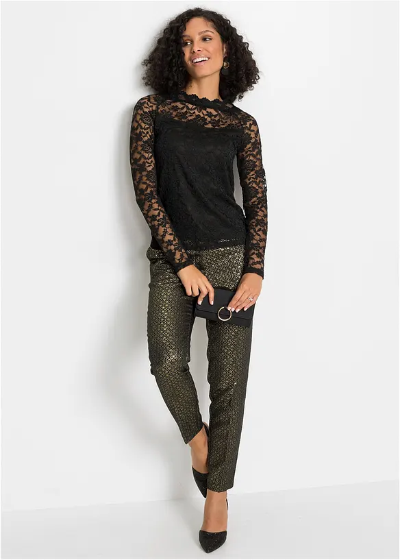 T-shirt manches longues en dentelle, bonprix