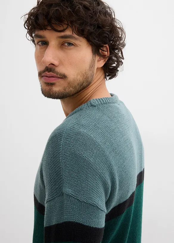 Pull à col rond facile d’entretien, style color-block, bonprix