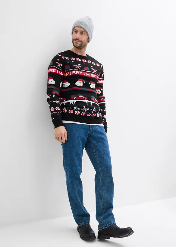 Pull en maille fine avec motif de Noël, bonprix