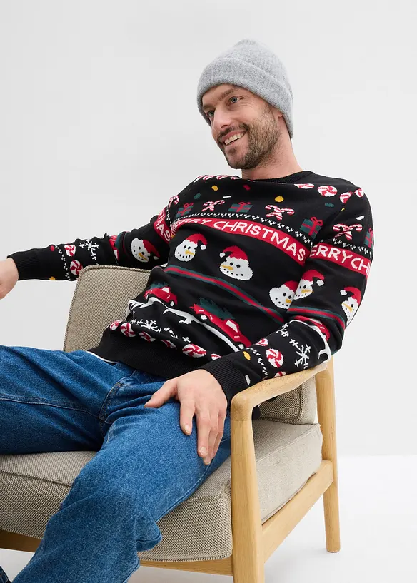 Pull en maille fine avec motif de Noël, bonprix