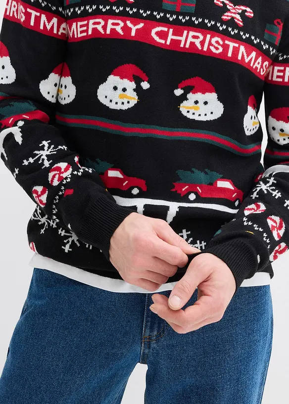 Pull en maille fine avec motif de Noël, bonprix