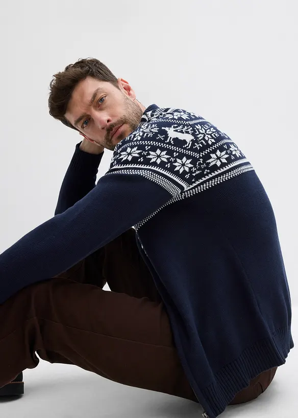 Gilet norvégien en maille douce 100% coton, bonprix