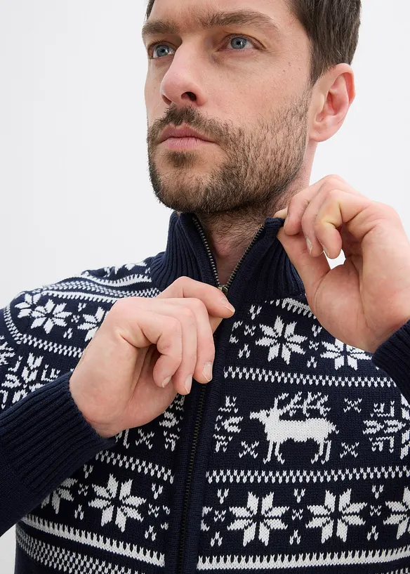 Gilet norvégien en maille douce 100% coton, bonprix