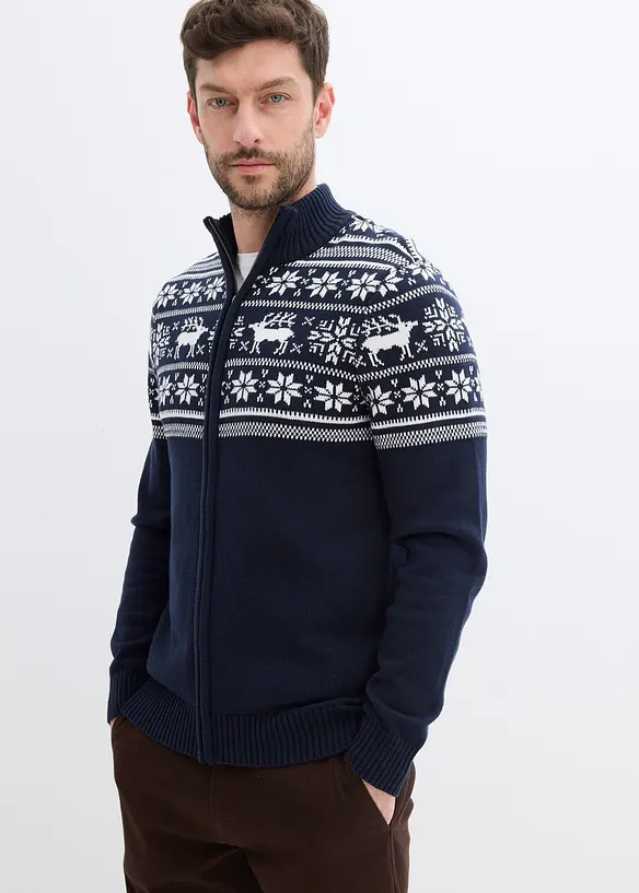 Gilet norvégien en maille douce 100% coton, bonprix