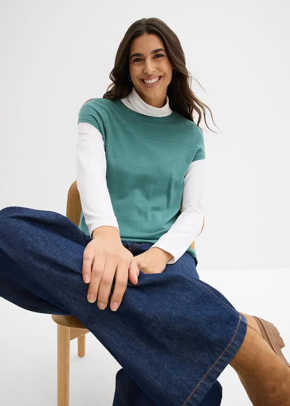 Pull doux sans manches en viscose mélangée, bonprix