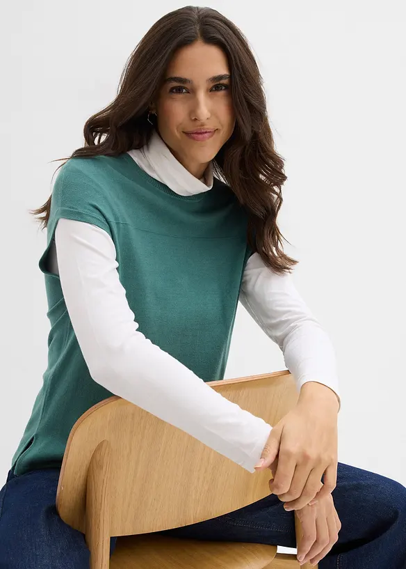 Pull doux sans manches en viscose mélangée, bonprix
