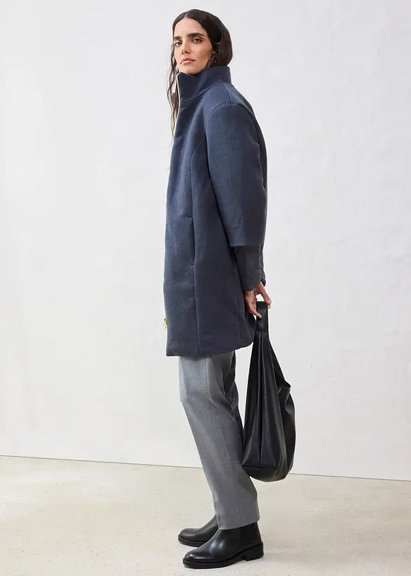 Manteau en laine avec l&eacute;g&egrave;re doudoune int&eacute;rieure en duvet (ens. 2 pces), bonprix