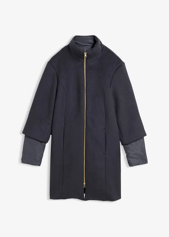 Manteau en laine avec l&eacute;g&egrave;re doudoune int&eacute;rieure en duvet (ens. 2 pces), bonprix
