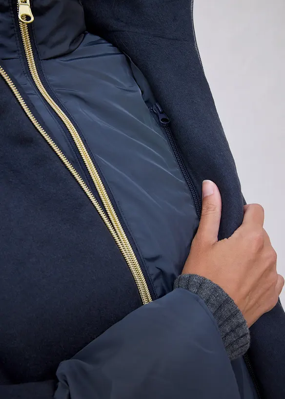 Manteau en laine avec l&eacute;g&egrave;re doudoune int&eacute;rieure en duvet (ens. 2 pces), bonprix