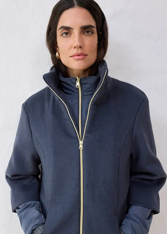 Manteau en laine avec l&eacute;g&egrave;re doudoune int&eacute;rieure en duvet (ens. 2 pces), bonprix