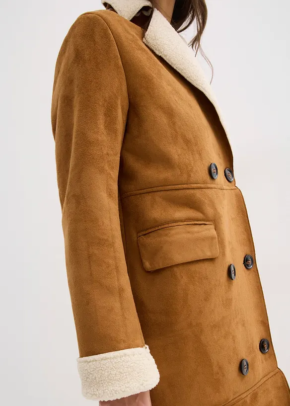 Manteau effet peau retournée avec doublure sherpa, bonprix