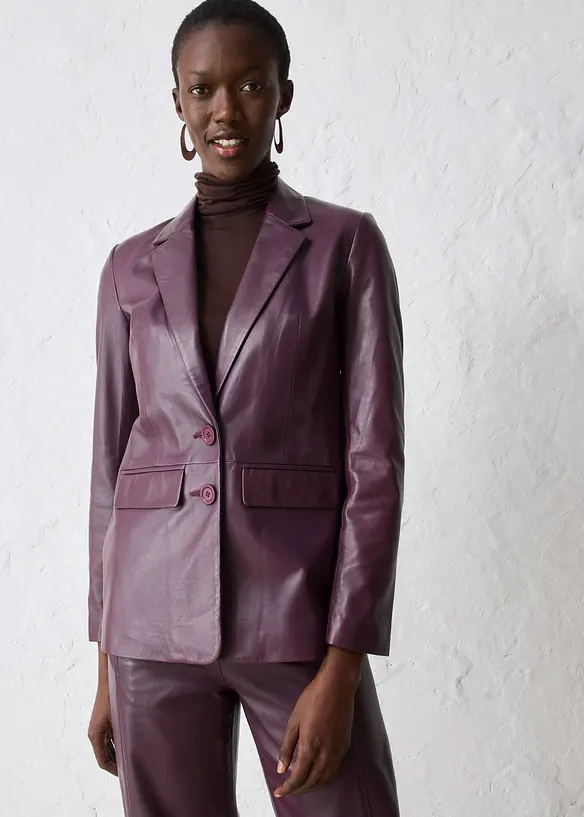 Blazer en cuir d’agneau nappa, bonprix