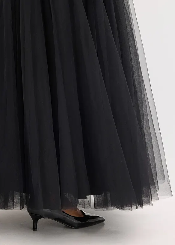 Robe longue en tulle fin avec sequins brodés, bonprix
