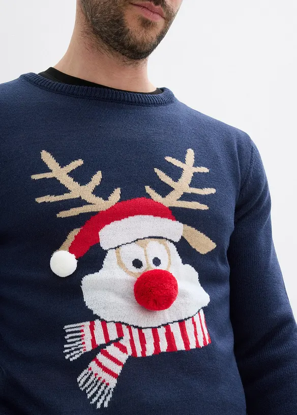 Pull en maille fine avec motif de Noël, bonprix