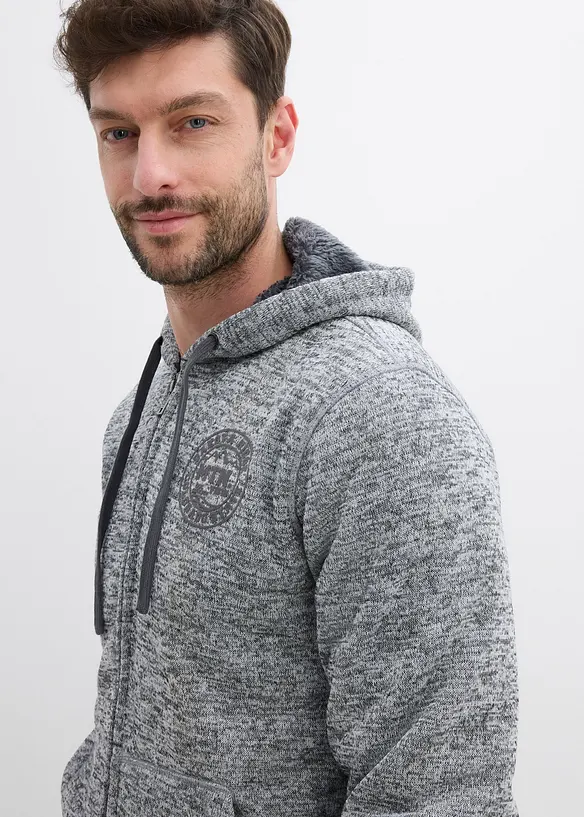 Gilet zippé à capuche avec doublure peluche, bonprix