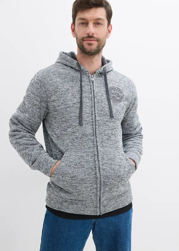 Gilet zippé à capuche avec doublure peluche, bonprix