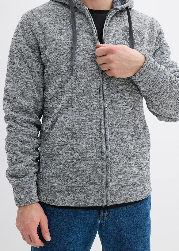 Gilet zippé à capuche avec doublure peluche, bonprix