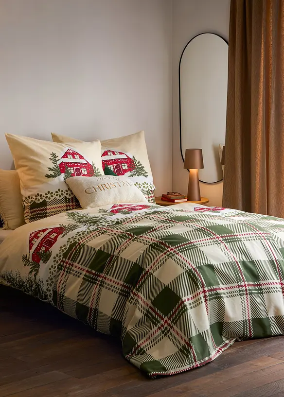 Parure de lit avec maisons et carreaux, bonprix