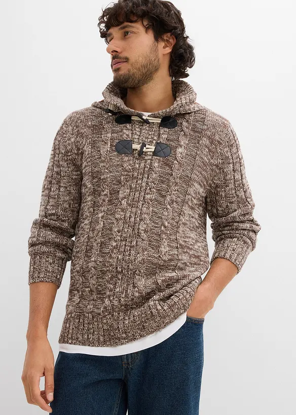 Pull à capuche en grosse maille de coton mélangé, bonprix