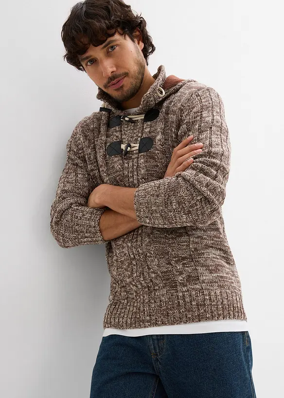 Pull à capuche en grosse maille de coton mélangé, bonprix