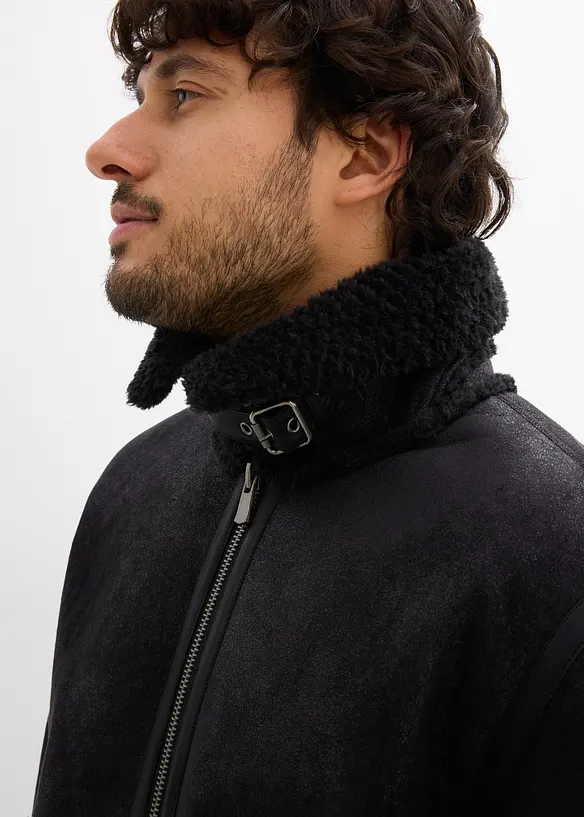 Blouson enduit doublé sherpa, bonprix