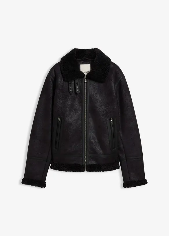 Blouson enduit doublé sherpa, bonprix