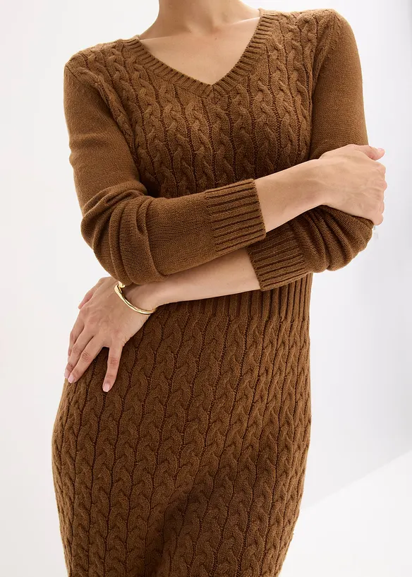 Robe en maille à motif torsadé, bonprix