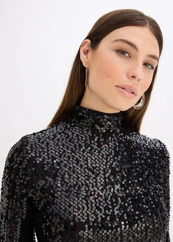 Robe à sequins et manches trompette, bonprix