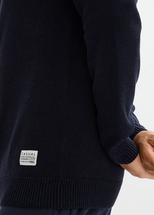 Gilet en maille de coton recyclé majoritaire, col montant, bonprix