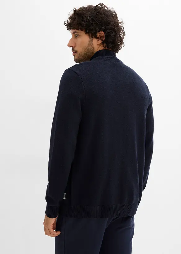 Gilet en maille de coton recyclé majoritaire, col montant, bonprix