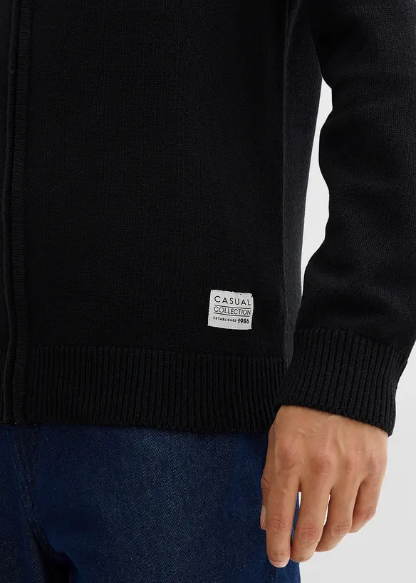 Gilet en maille de coton recyclé majoritaire, col montant, bonprix