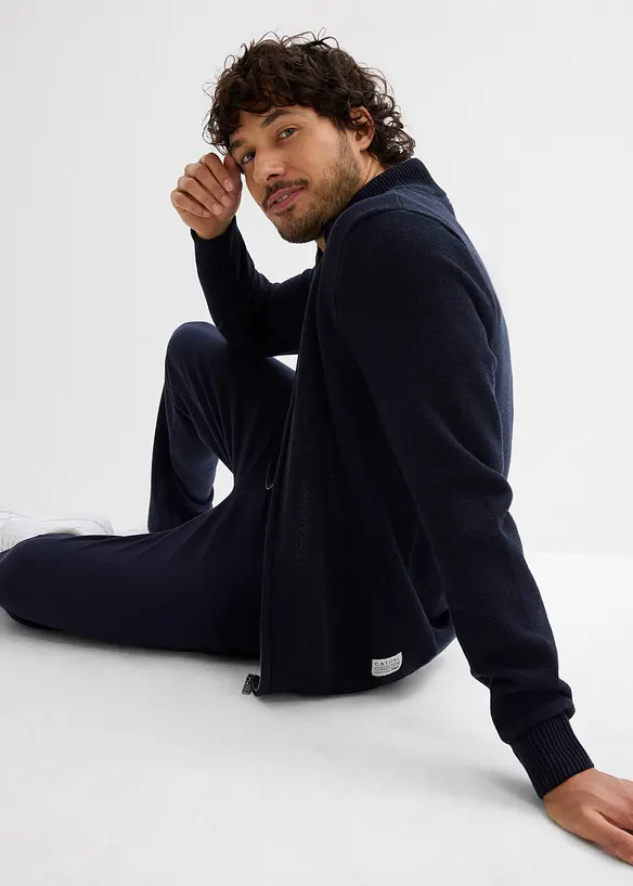 Gilet en maille de coton recyclé majoritaire, col montant, bonprix