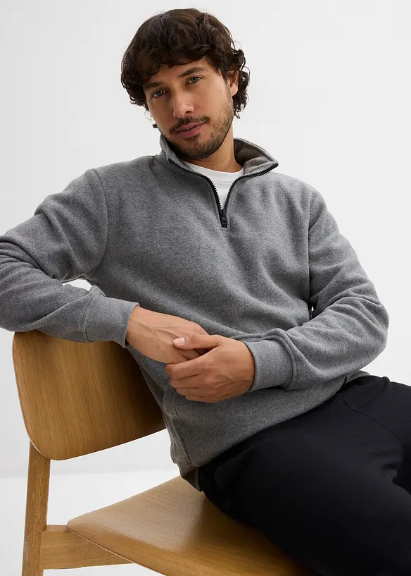 Pull en polaire à col zippé montant, bonprix