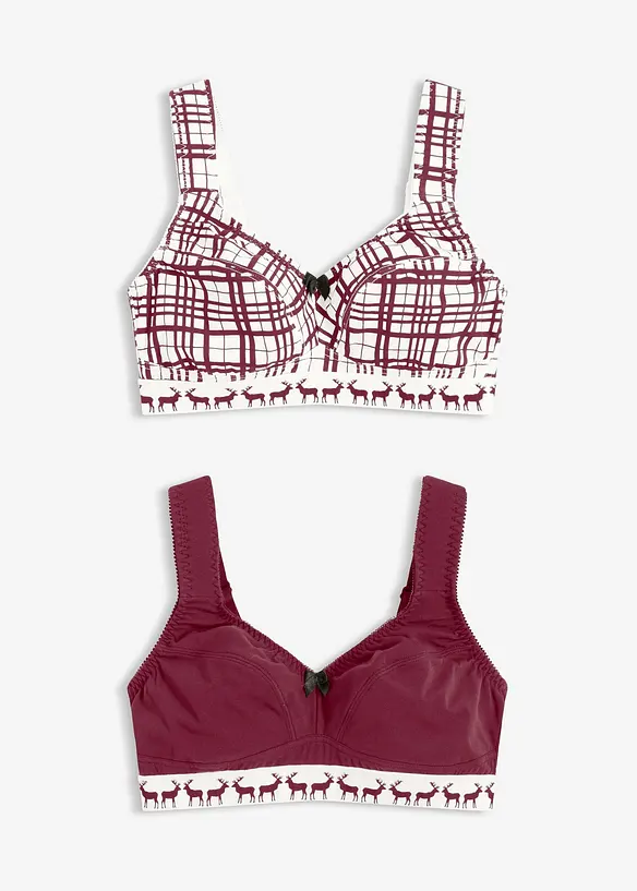 Lot de 2 soutiens-gorge coton sans armatures, bonprix