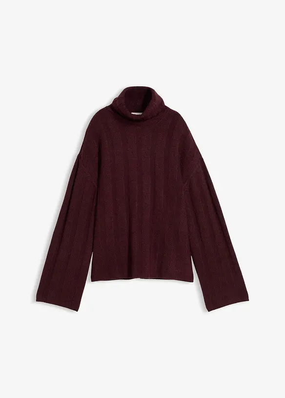 Pull col roulé en maille côtelée, bonprix